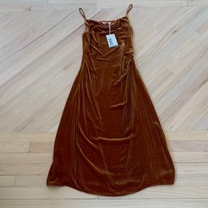 Velvet Orange Cowl-neck Dress